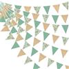 pinkblume 32Ft Ghirlanda di bandierine in iuta floreale verde salvia vintage iuta fiori selvatici verde banner rumoroso decorazione per festa della mamma compleanno rustico matrimonio gusto campeggio