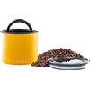 Planetary Design Airscape - Contenitore per alimenti in acciaio inox, con coperchio ermetico brevettato, per conservare l'aria in eccesso (piccolo, giallo opaco)