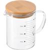 PATIKIL 350ml Misurino in Vetro, 3,3 Vetro Borosilicato Graduato Nero Bicchiere Dosatore Liquidi in Scale Stampata con Coperchio Legno Beccuccio a V per Cucina