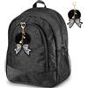 Noveread Grande zaino Cheer con portachiavi Cheer Bow Cheerleading Glitter zaino Cheer Bags per cheerleader, regalo per viaggi, campeggio, escursionismo, sport, gioco, nero, nero, 16 x 13 x 15 inches