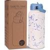 Goetland Fiocchi Bottiglia Termica con Cannuccia 1 Litro Borraccia Termica Bottiglia Acqua Termiche Borracce Termiche Acciaio Inox Metallo Senza BPA Isolamento Blu