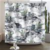 SDOTPMT 120x180cm asiatico Scenic Shower Curtain giapponese inchiostro pittura paesaggio tradizione antico villaggio tribù alberi pietra tessuto impermeabile poliestere tende bagno set con ganci