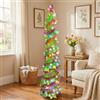 OCSOSO Grande albero decorativo primaverile con 5 m di luci colorate scintillanti, farfalle e cuori, perfetto per feste di Pasqua e atmosfera domestica