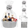 SelfTek Kit Cesto Regalo Hamper, Cesto in Corda Grigia con Sacchetti di Cellophane, Rafia e Fiocchi a Tirare Cesti Portaoggetti Intrecciati Vuoto Cesto Regalo per Doccia, Matrimonio, Compleanno, 33 x