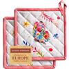 Maison d' Hermine Maison d'Hermine Set di presine, 100% cotone, resistenti al calore, 20 cm x 20 cm, con anello per barbecue, per maneggiare padelle calde, san Regali per la festa della mamma (confezione da 2)