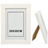 H HANSEL HOME Cornice Legno 20x30cm, Cornice Bianca Foto con Pannello in Vetro per Tavolo e Parete