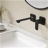 EMKE Rubinetto per lavabo da incasso, nero opaco, 2 fori, montaggio a parete, con aeratore, rubinetto da bagno, miscelatore monocomando, 23 x 12 x 1 cm