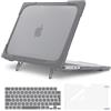 MOSISO Custodia Compatibile con MacBook Air 13 Cover M4 M3 M2 2025 2024 2023 2022 A3240 A3113 A2681,per MacBook Air 13,6'' Retina Case Servizio Pesante Staffa Piega&Copritastiera&Pellicola, Grigio