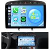 Roinvou 4+64G Schermo Autoradio per Peugeot 308 408 2007-2015 CarPlay Android Auto, 9 Pollici Incell Touchscreen Android 15 Stereo Auto con GPS Bluetooth EQ WIFI RDS FM SWC Telecamera Posteriore