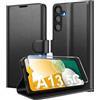 Eirltiy Cover per Samsung Galaxy A13 5G Portafoglio Pelle PU Premium, Custodia Scomparti Carte Antiurto Protettiva Case con 1 Vetro Temperato, Nero