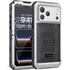 Beeasy Cover per iPhone 17 Pro IP68 Impermeabile Custodia Militare Antiurto Resistente 360° Metallo Armor Protezione Schermo Integrata Rugged Robusta Indistruttibile Subacquea Antipolvere Argento