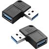 SinLoon Adattatore angolare USB 3.0, confezione da 2 pezzi da maschio a destra e sinistra a 90 gradi su presa adattatore, trasferimento dati 5 Gbps, ricarica compatibile per PC, laptop, chiavetta USB