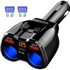 GemCoo Caricatore USB C da Auto Sdoppiatore Accendisigari QC 3.0, 150 W Con Doppio QC3.0 e 20 W PD Tipo C Caricabatteria da Auto USB Splitter Accendino con Interruttore voltmetro LED Doppia Porta USB