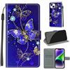 TOMYOU Cover per iPhone 14 Plus, farfalla blu | Antiurto Protettiva Portafoglio, Slot per Schede, Magnetica, Custodia in Pelle PU, Libro Flip,Funzione Stand