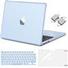 MOSISO Custodia Compatibile con MacBook Air 13 Cover M5 M4 M3 M2 2026-2022 A3449 A3240 A3113 A2681, 13,6'' Case Anti-crepa Angoli e Bordo Morbido TPU&Copritastiera&Pellicola&Tipo C, Azzurro Cielo