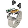AIEK Smartwatch per Donne e Uomini, Orologio Sportivo con Auricolari Bluetooth 2 in 1, Frequenza Cardiaca, Pressione Sanguigna, ampio Display da 2.02, 100+ Modalità Sportive (Argento)