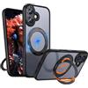 XKchatpt Custodia Magnetica con Anello Ruotabile a 360° Mag-Stand per iPhone 17 Pro, Cover Rigida in Silicone Antiurto con Supporto ad Anello, Nero