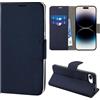 N NEWTOP Cover Compatibile con iPhone 16E, HQ Lateral Custodia Libro Flip Chiusura Magnetica Portafoglio Simil Pelle Stand Protezione Completa Case TPU Anti Urto Guscio Base Porta (Blu)