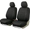 Auto Accessori Lupex | 2pz Coprisedili Anteriori Universali LS16 - Tessuto Deluxe Nero cuciture Grigio | Design Elegante, Resistente e Confortevole | Compatibili con Poggiatesta Classico