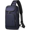 hk Borsello Uomo Impermeabile Leggero - Zaino Monospalla Nero per iPad 11,2 Pollici, Borsa a Tracolla da Uomo per Escursioni, Viaggi, Campeggio e Ciclismo (Blu)