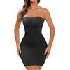 FXTYK Abito senza spalline per il controllo della pancia, da donna, a forma di corpo, sottogonna, da donna, con tracolla rimovibile, camisole modellante, Nero , XL
