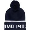 COMO 1907 Cappello Invernale Uomo con PON PON Blu Navy, Berretto Uomo Caldo e Morbido in 100% Cotone, Cappellino da Neve Design Ufficiale Squadra Como Calcio, Made in Italy, Taglia Unica