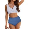 Evolyline Bikini sexy da donna con coppe a vita alta, in due pezzi, con seni, costume da bagno a triangolo, costume da bagno estivo, scollo a V, 2 pezzi, S-XL, A righe blu, L