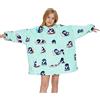 THREE POODLE Felpa Coperta Oversize Bambini, Felpa Pile Giganti con Maniche e Cappuccio, Coperta Pile con Maniche
