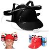 Jauhmui Casco da birra, casco con tubo, porta bevande con 2 contenitori e tubo per bevande, ideale come regalo per feste di carnevale, divertente da birra, unisex, regalo per la festa del papà (nero)