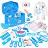TOSUTO Valigetta Dottore Bambini,kit Dottoressa Bambina,Kit Dottore Bambino con Vero stetoscopio,Camice da Medico e Borsa da Medico Portatile,Gioco di Ruolo Gioco Educativo Regalo Bambinis di 3-8 Anni - Blu