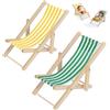 DIELOVEHUA 2 pezzi Sedia da Spiaggia in Miniatura, Sedia a Sdraio per Casa delle Bambole, Mini Sedia a Sdraio, Mini Sedia da Spiaggia in Legno, per Decorazione da Spiaggia in Miniatura