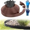 Chingcoo Bordo flessibile in plastica, con 50 ancore, bordo in plastica, lunghezza 10 m, altezza 5 cm (10 m x 5 cm, marrone)