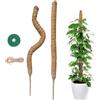 Hisdricus 2 x 60 cm Palo di Muschio - Sostegno Supporto per Piante in Fibra di Cocco - Bastone per Piante Rampicanti con Corda di Iuta e Chiusura a Strappo - Adatto alla Crescita di Monstera e Altre Rampicanti