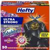 Hefty Sacchetti per la spazzatura grandi, ultra resistenti, multiuso, colore nero, profumo Fabuloso, 30 galloni, 50 pezzi