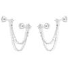IMINI Sterline D'argento 925 con fiore di zirconia cubica a doppio piercing per donne, ragazze, cartilagine, nappa, pendente, scalatore, crawler, carino, moda, minimalista, gioielli