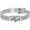 WearTravelers Bracciale Regolabile con Mondo per Donna Ragazza in Acciaio Inox - Completo di Mappamondo a Forma di Cuore - Idea Regalo per Compleanno Viaggiatrice - Modello Parigi