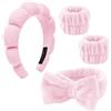 COLANANA 4 pezzi Fascia Spa per Lavarsi il Viso, Fascia per la Cura Della Pelle, Set di Fasce per Lavarsi il Viso, Fascia per il Trucco, Donne, Sport e Yoga(Rosa)