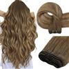 Easyouth Capelli Veri Extension Tessitura Balayage Marrone Extension Capelli Veri Double Weft Mittelbraun Balayage Miele Bionda Extensions Human Hair Tessitura Lisci #4/4/27 30cm 70g