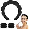 DYSWTUE Fascia Per Trucco per Donna Set Di Polsini, Fasce per Il Viso Spa, Accessori per Capelli in Morbido Tessuto di Spugna Gonfio per Lavare Il Viso, Rimozione, Doccia, Cura Della Pelle, Nero