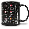 Komergave Formula nera 1 calendario dell'Avvento tazza pratica formula 1 regalo tazza da caffè per ufficio domestico, alta qualità F1 tazza in ceramica 11oz tazza da caffè per fan di F1 tutte le età