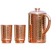 ANCIENTIMPEX Set di brocca e bicchieri in rame puro ayurvedico - Caraffa con design martellato e 2 bicchieri