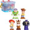 Disney e Pixar Toy Story Bath Caddy con 5 Giocattoli da Bagno - Woody, Buzz Lightyear, Jessie, Bullseye & Zurg - Giochi d'Acqua Anti-Muffa per Bambini dai 3 Anni in su