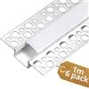 QWORK® 6 Pezzi 1m Profilo LED da Incasso per Cartongesso, Profilo Alluminio per Strisce LED Larghezza Max 17mm