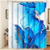 Xiaoterna Tenda da doccia in marmo Moderna Marmo blu sfumato di lusso Tenda da bagno impermeabile Arte astratta con texture ondulata dorata Tessuto lavabile Decorazione per la casa 220x180cm