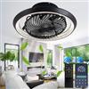 AJZXQM Ventilatore da Soffitto con Luce e Telecomando, Silenzioso Lampadario Ventilatore da Soffitto, 75W Dimmerabile Plafoniera con Ventilatore, Rotazione a 360°, Reversibile, 6 Velocità, Nero
