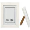 H HANSEL HOME Cornice Legno 9x13cm, Cornice Bianca Foto con Pannello in Vetro per Tavolo e Parete