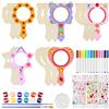 Nadinsta 35 Pezzi Specchio in Legno Fai da Te, Specchio da Principessa Artigianato Kit, Mini Specchio a Mano con Manico Lavoretti Creativi Compleanno Regalo di Festa per Pittura e Artigianato