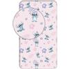 Jerry Fabrics Lenzuolo con angoli Disney Stitch con fiori 90 x 200 + 25 cm 100% cotone