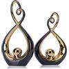 LCCCK Accento decorativo nero, decorazioni moderne in porcellana metà secolo nero e oro, oggetti da tavolo da pranzo, scultura astratta in ceramica - per libreria TV stand centrotavola Centro De Mesa