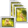 Yuaaoh Cornice Glitterata Argento 4 Pezzo Cornice Foto Vetro e Argento Cornice Foto da Tavolo Vetro, Posizionamento Verticale e Orizzontale, per Foto, Poster, Quadri 10x15 cm, Regali Brillantini